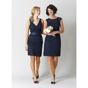 Kennedy Blue Bridesmaid Navy Floral V-Neck‎ Cocktail Formal Dress Size 12